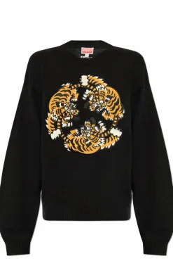 Kenzo BLACK Sweater with embroidered tiger motif