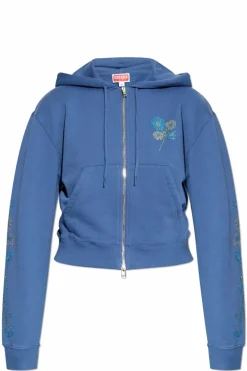 Kenzo BLUE Hoodie with shimmering appliqués