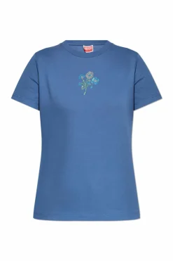 Kenzo BLUE T-shirt with shimmering appliqués