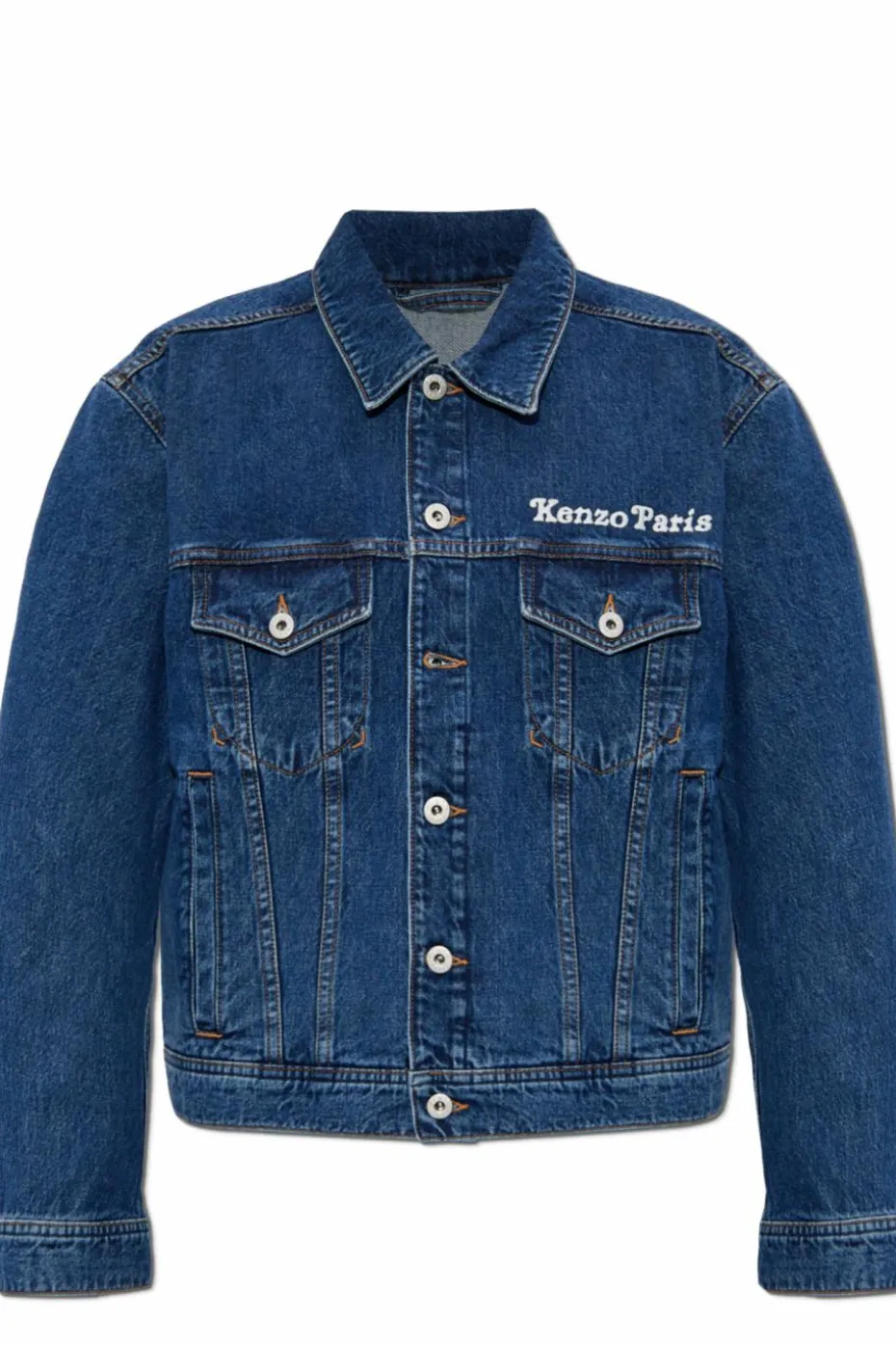 Kenzo NAVY BLUE Denim jacket with bark embroidery