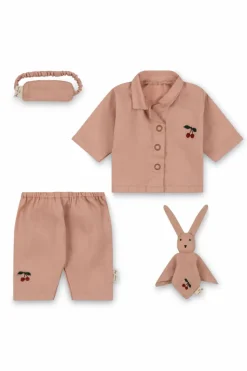 Konges Sløjd PINK Doll set: two-piece pajamas, eye mask, and stuffed toy