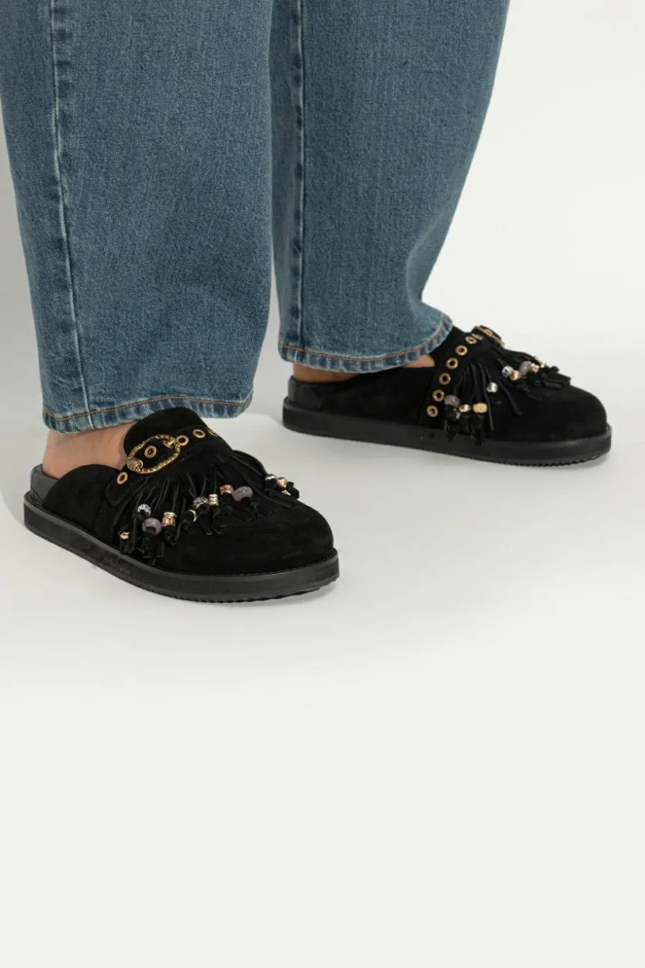 Kurt Geiger BLACK Suede slides `Mayfair`