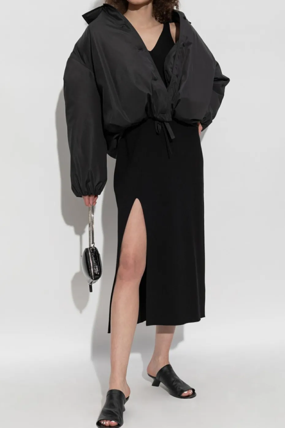 Lacoste BLACK Ribbed dress with straps