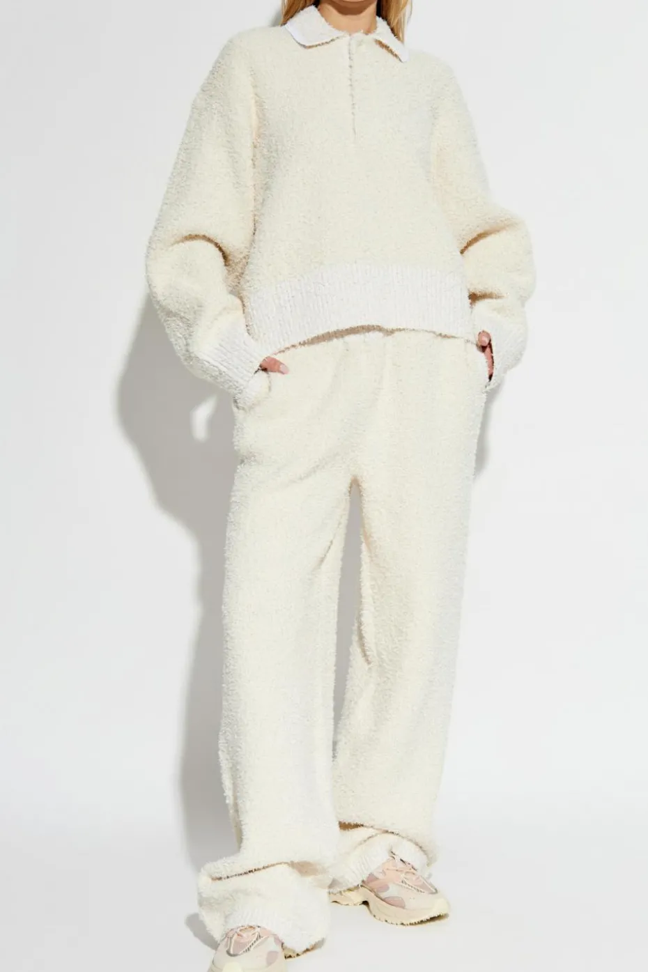 LACOSTE RUNWAY cream Polo sweater