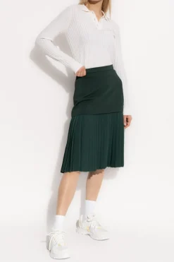 LACOSTE RUNWAY GREEN Skirt with pleated hem