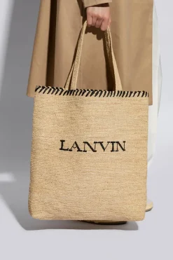 Lanvin beige Woven shopper bag