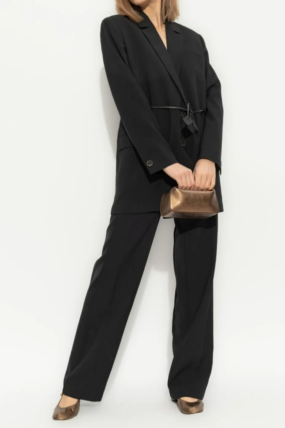 Lanvin BLACK Wool pants with stitching on the legs