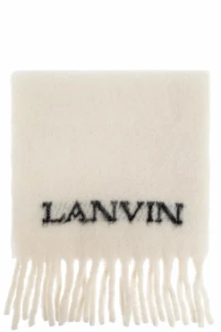 Lanvin cream Scarf with logo
