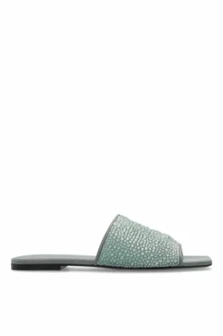 Lanvin GREEN Slides with shimmering appliquƩs