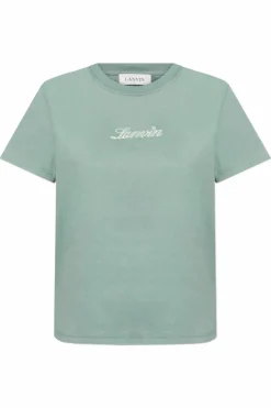Lanvin GREEN T-shirt with embroidered logo