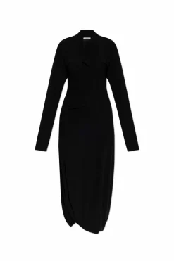 Lemaire BLACK Dress with a draped neckline