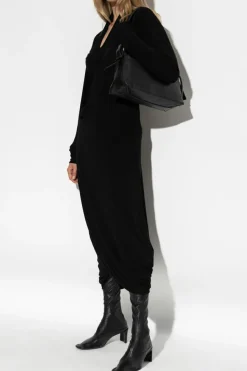 Lemaire BLACK Dress with a draped neckline