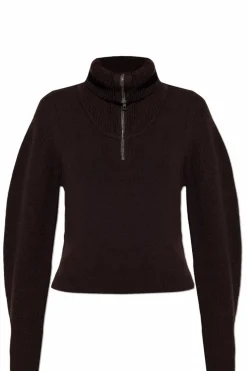 Lemaire BROWN Sweater with a zip collar