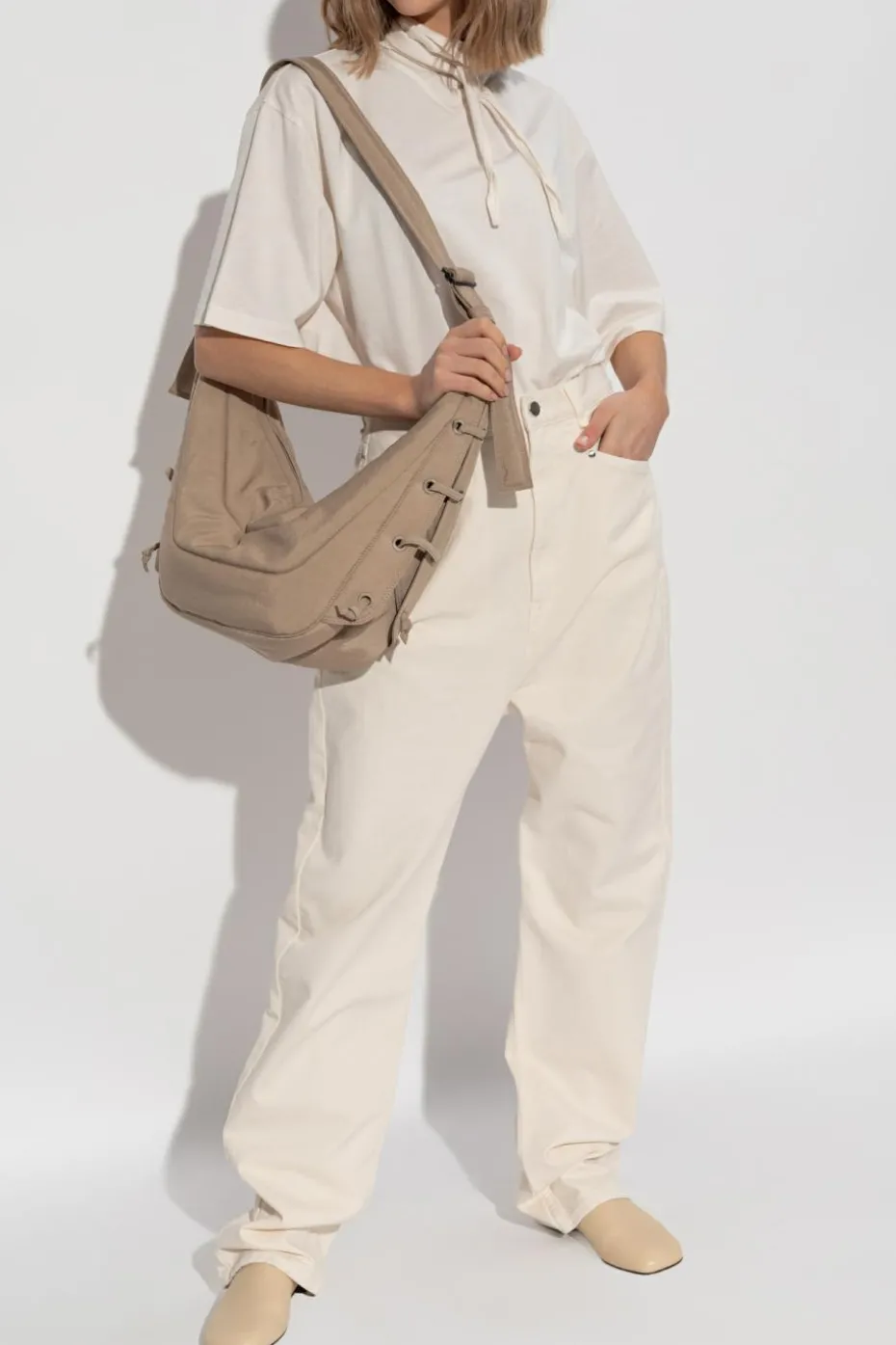 Lemaire cream Drop-crotch jeans