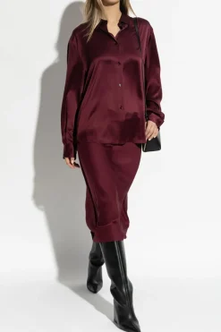 Lisa Yang BURGUNDY Silk Skirt
