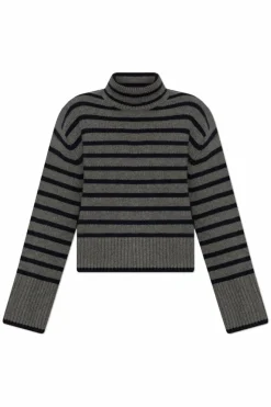 Lisa Yang GREY Turtleneck Fleur Stripes