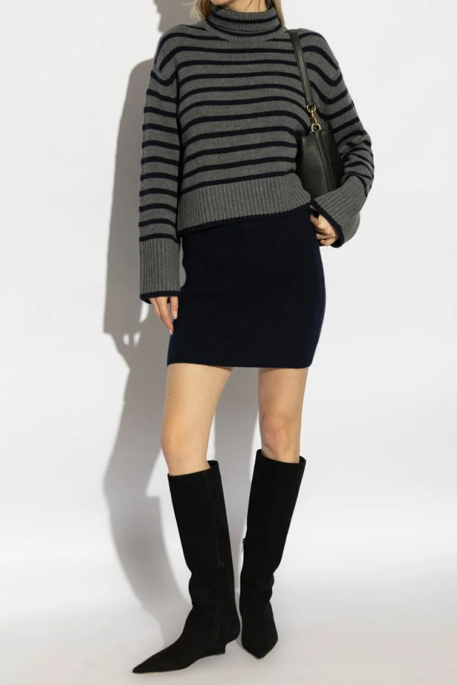 Lisa Yang GREY Turtleneck Fleur Stripes