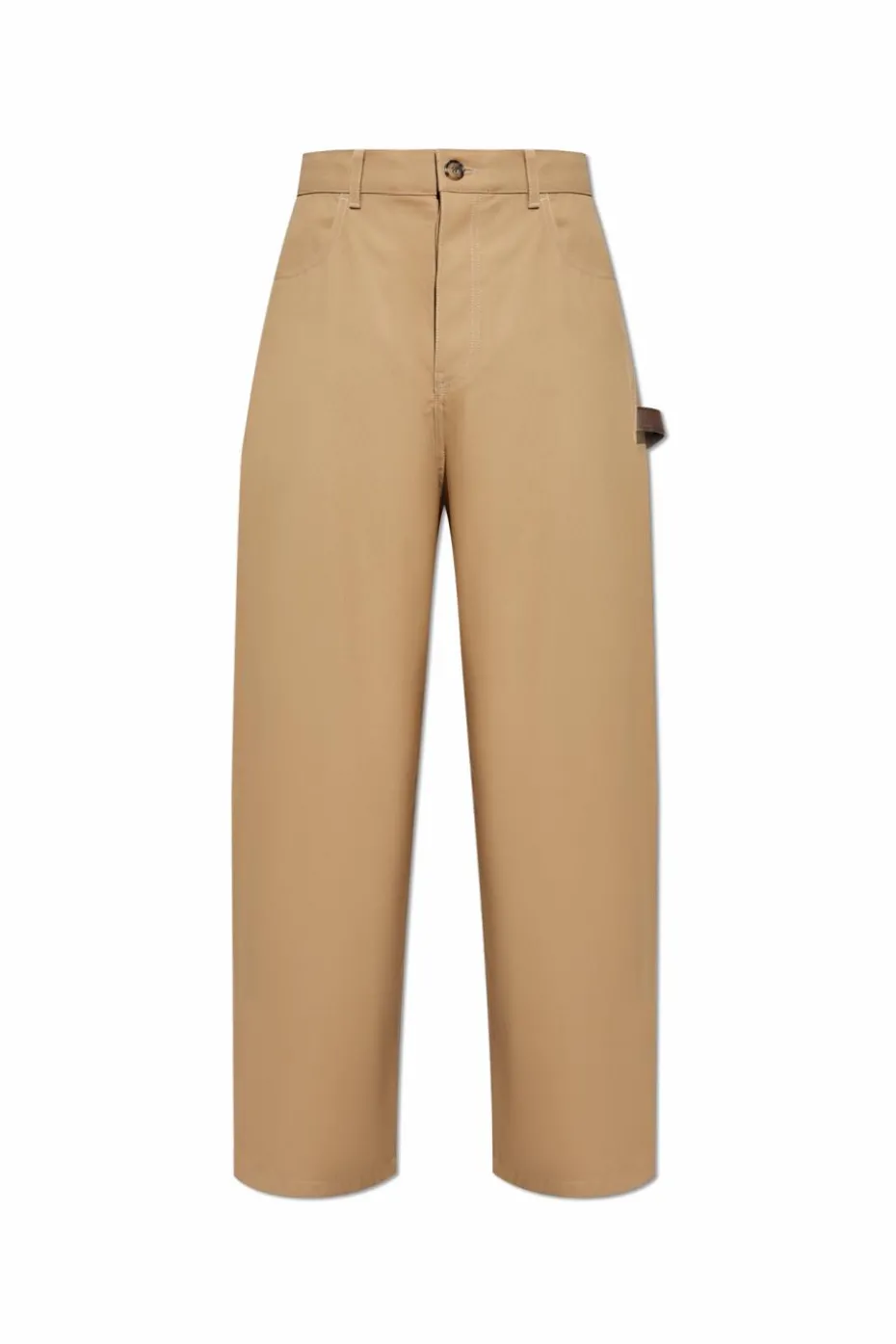 Loewe beige Cotton trousers with straight-leg cut