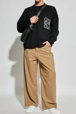 Loewe beige Cotton trousers with straight-leg cut
