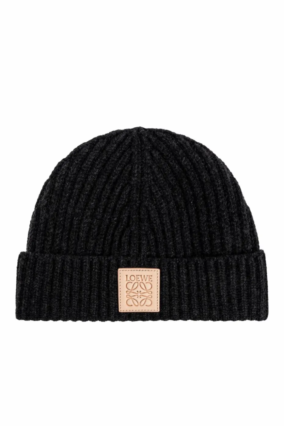 Loewe BLACK Cashmere hat with logo patch