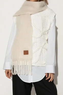 Loewe cream Scarf with logo