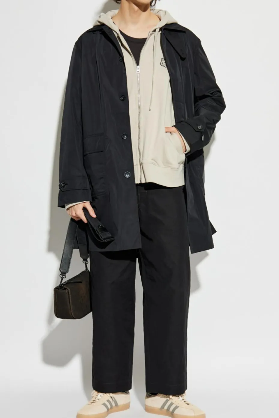 Maison Kitsuné BLACK Coat with logo