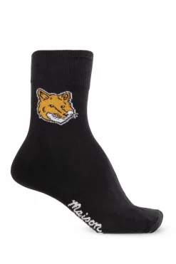 Maison Kitsuné BLACK Socks with logo