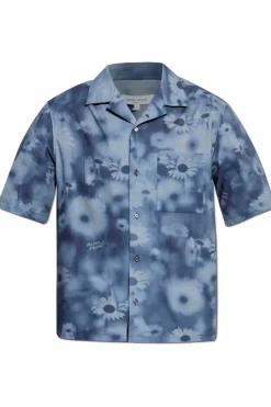Maison Kitsuné BLUE Shirt with floral pattern