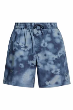 Maison Kitsuné BLUE Shorts with floral motif