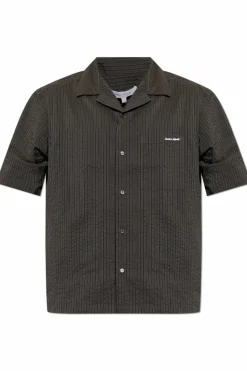 Maison Kitsuné GREEN Shirt with stripe pattern