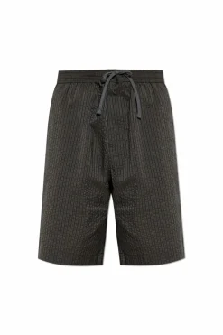 Maison Kitsuné GREEN Striped pattern shorts