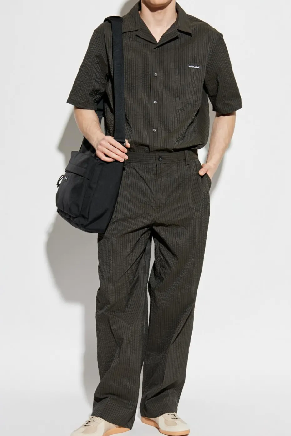 Maison Kitsuné GREEN Striped Pattern Pants