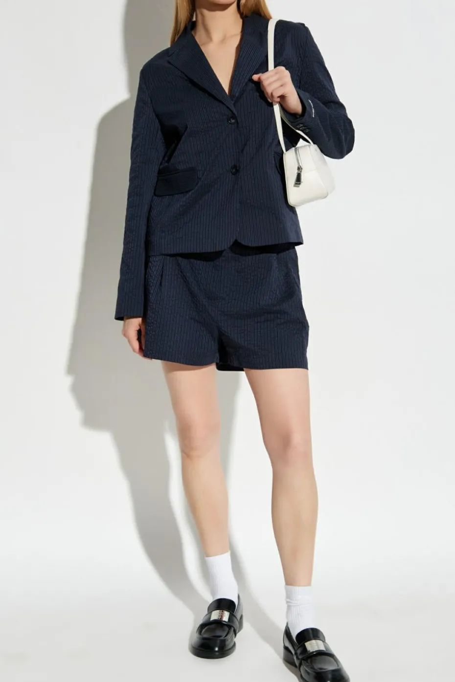 Maison Kitsuné NAVY BLUE Blazer with pinstripe pattern