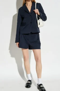 Maison Kitsuné NAVY BLUE Striped pattern shorts
