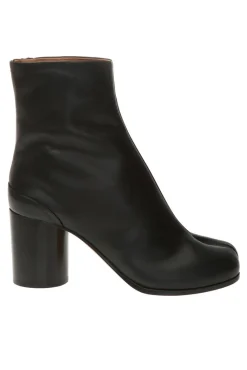 Maison Margiela BLACK Leather 'Tabi' heeled ankle boots