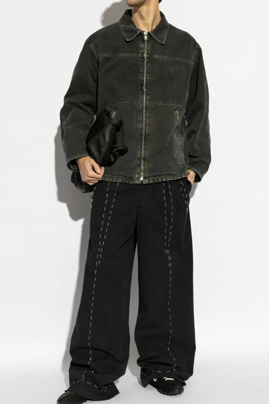 Maison Margiela BLACK Pants with linen finish