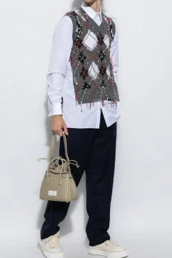 Maison Margiela NAVY BLUE Wool pleat-front trousers