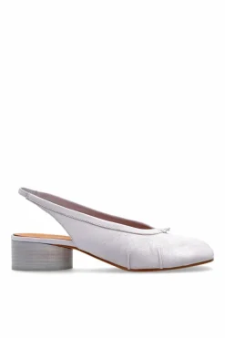 Maison Margiela PURPLE Leather heeled shoes with a "Tabi" toe