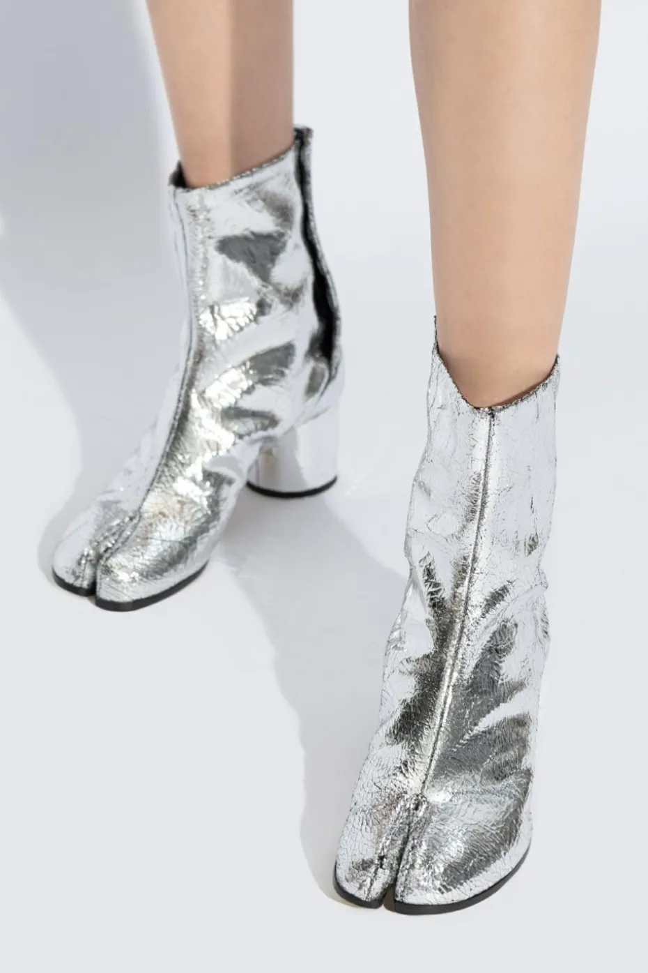 Maison Margiela SILVER Leather `Tabi` boots