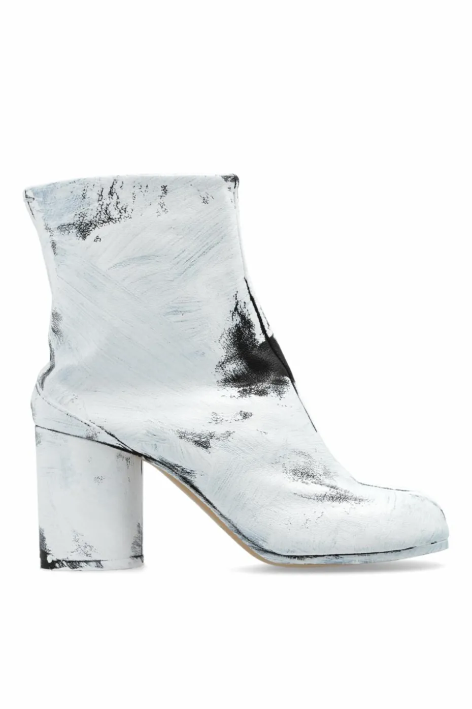 Maison Margiela WHITE Leather `Tabi` Ankle Boots
