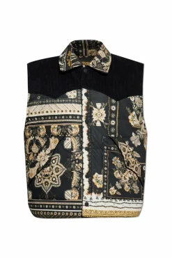 MARANT BLACK Reversible vest made of mixed materials ‘Glen’