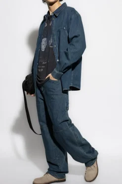 MARANT NAVY BLUE Linen T-shirt Honore
