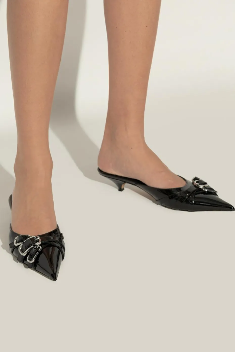 Marc Jacobs BLACK Patent heeled slides ‘The Emma’
