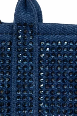 Marc Jacobs NAVY BLUE Handbag The Crystal Denim Crossbody Tote Bag
