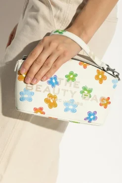 Marc Jacobs WHITE Leather cosmetic bag with print