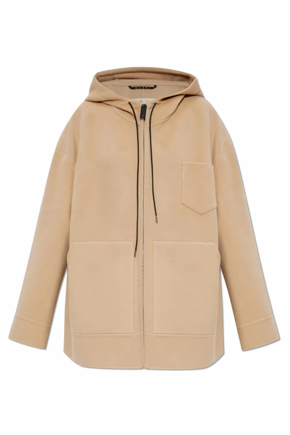 Marni beige Wool jacket with hood