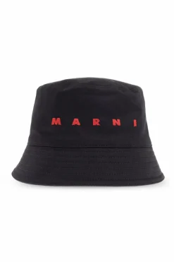 Marni BLACK Bucket hat with logo