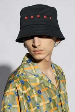 Marni BLACK Bucket hat with logo