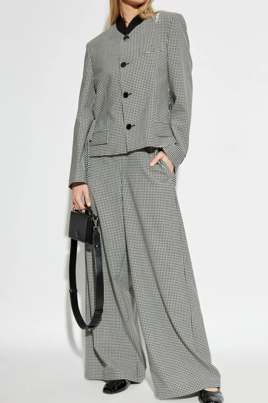 Marni BLACK Loose-fitting pants with check pattern