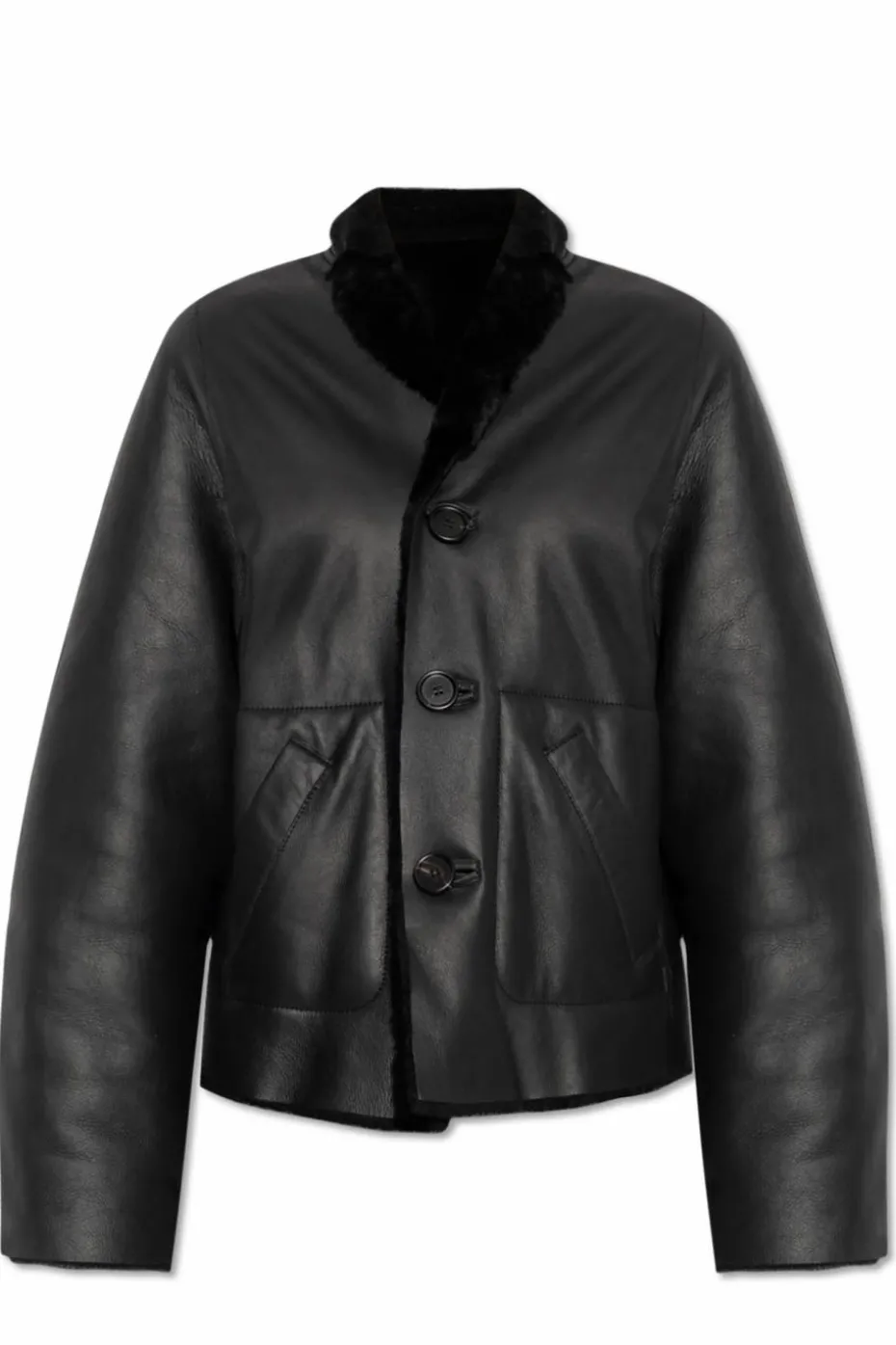 Marni BLACK Reversible shearling coat